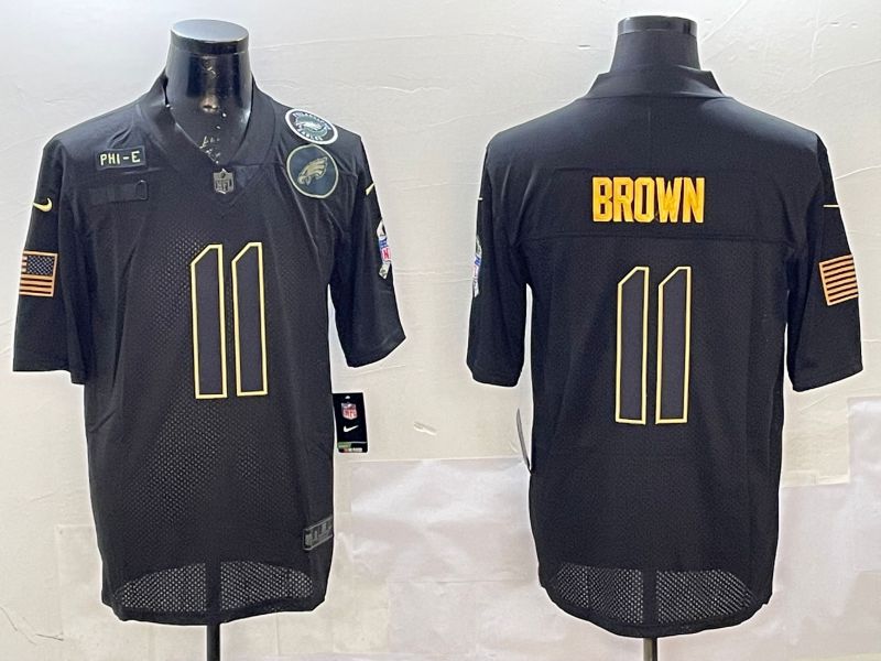 Men Philadelphia Eagles #11 Brown Black 2025 Nike Salute to Service Limited NFL Jersey style 10->philadelphia eagles->NFL Jersey